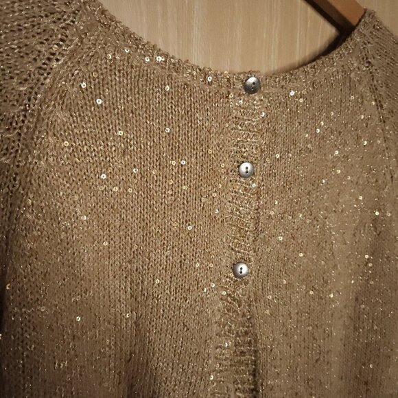 Zara Women's Gold Sparkle Sweater With Silky Back Detail Medium - Picture 5 of 9